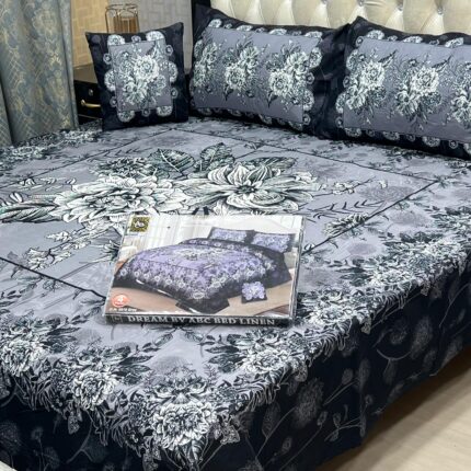 Digital King Size 3D Crystal Cotton 4-PC Bedsheet D#19