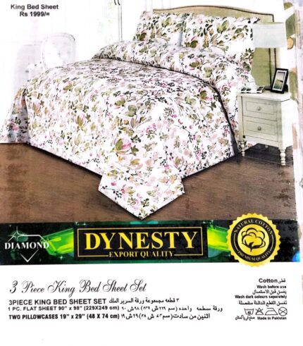 Dynesty Export Quality Bedsheet 3 Piece King Bedsheet Set D-10